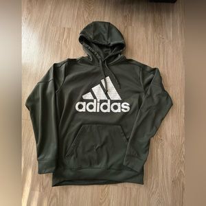 men’s adidas green logo print athletic hoodie - m